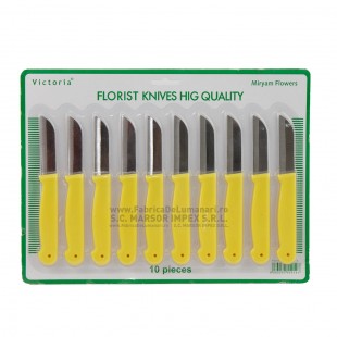 Curățător trandafiri – set 10 cuțite florărie mânere galbene